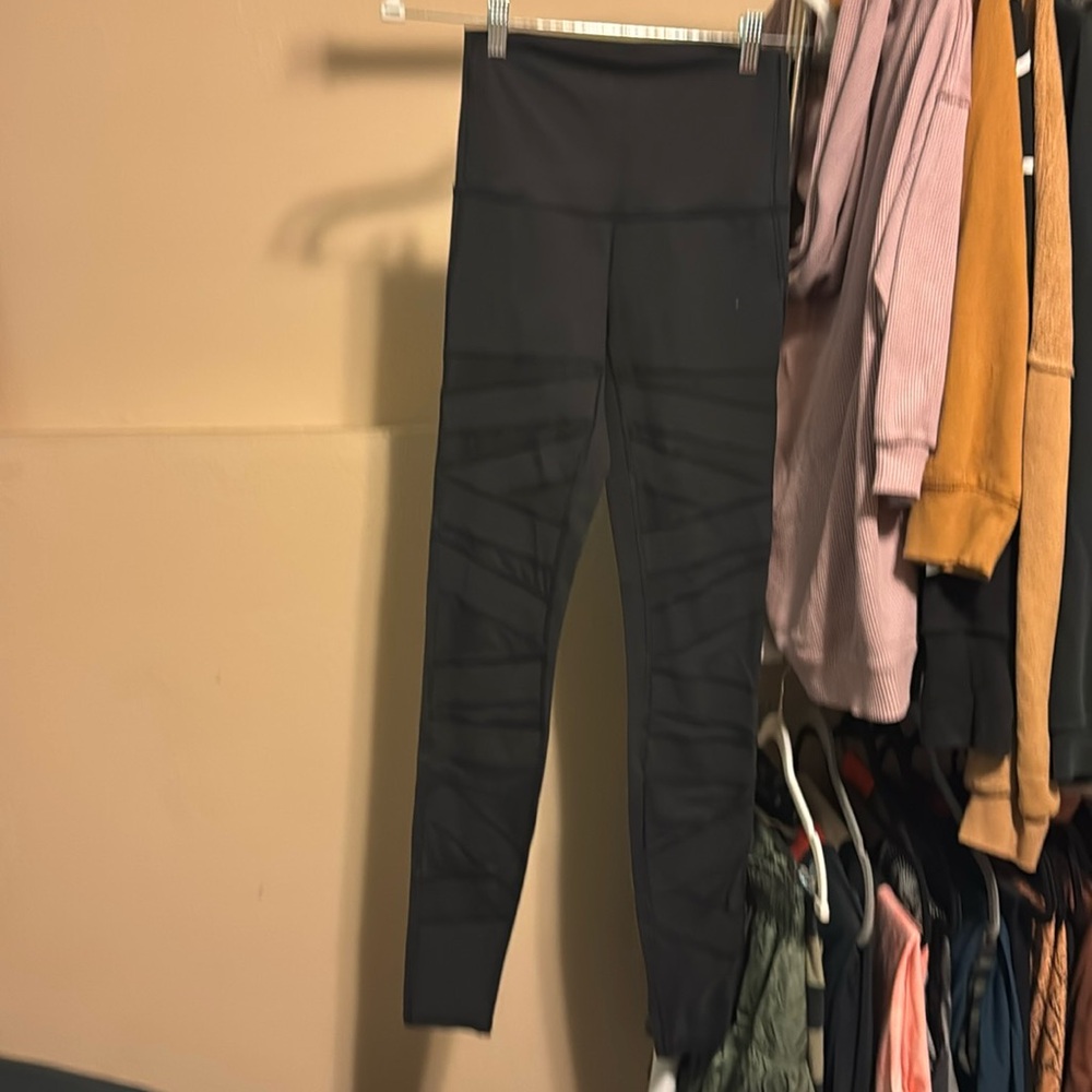 Lulu Black Leggings With Mesh